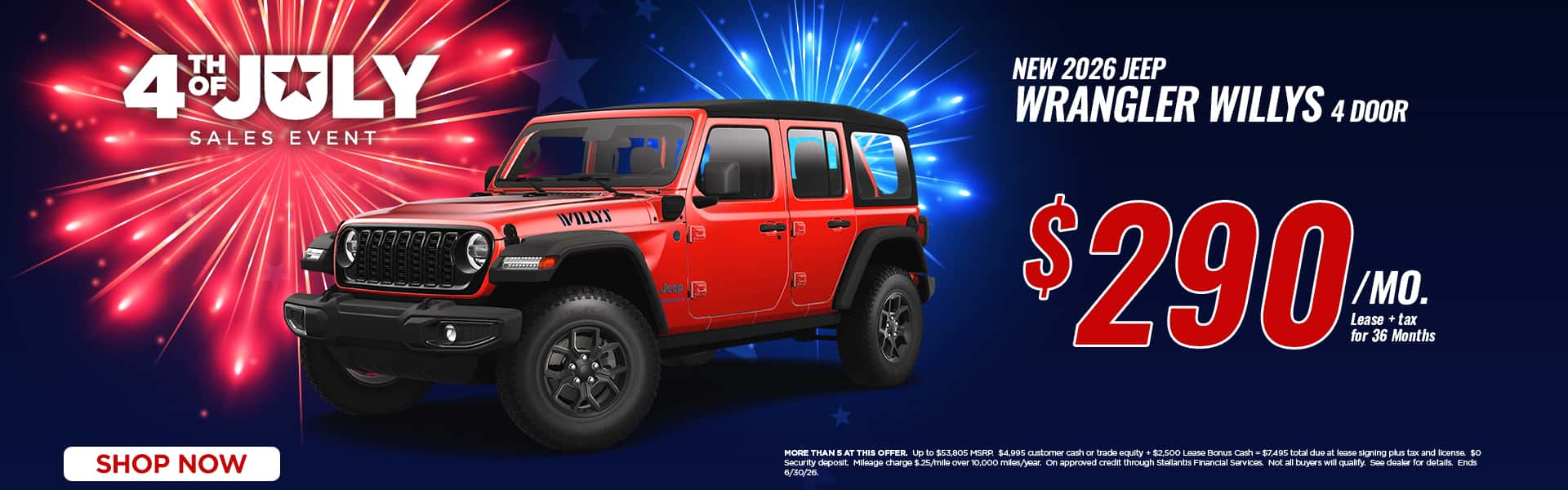 Now lease a new Wrangle for just $290/mo.