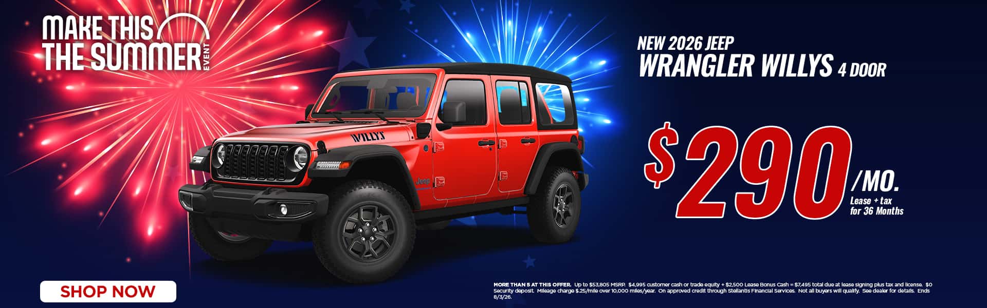Lease a new Wrangler for just $290 a month!
