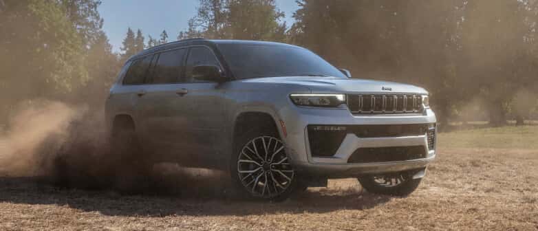 2026 Jeep Grand Cherokee L Limited in Steel Blue in three quarter.