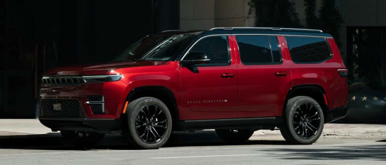 2026 Jeep Grand Wagoneer Limited Reserve in Baltic Grey in three quarter.