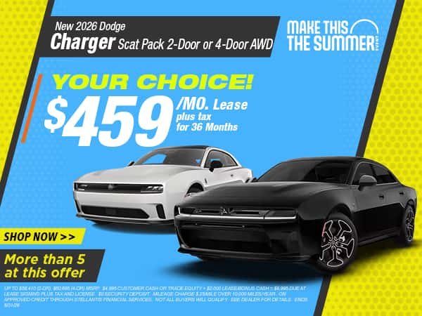 Now lease a new 2 or 4 door Charger for just $459/mo.