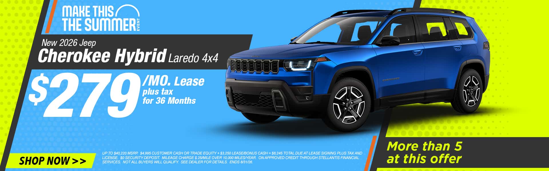 Now lease a new Jeep Cherokee for just $279/mo.