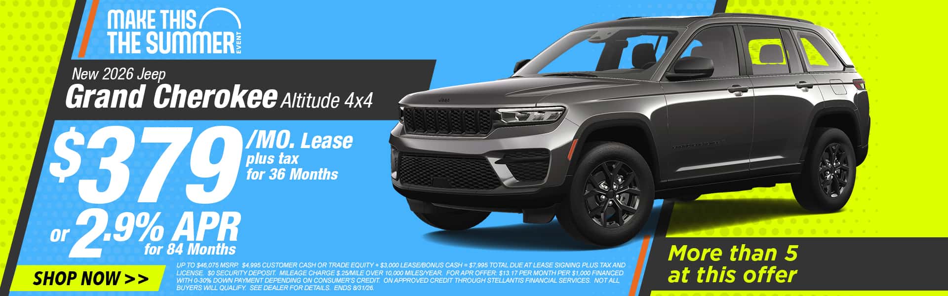 Now lease a new Grand Cherokee for just $379/mo. or get 2.9% APR for 84 months.