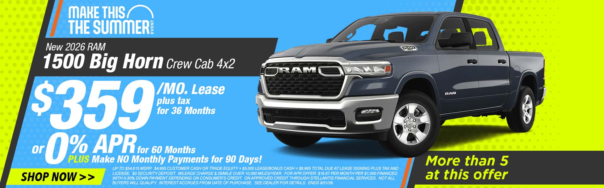 Now lease a new Ram for $359/mo. or get 0% APR
