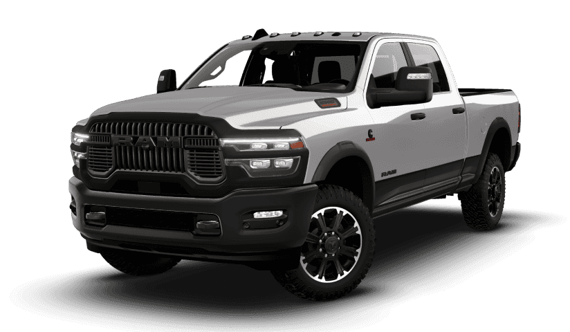 Front three-quarter studio view of a silver RAM 2500 on a white background.