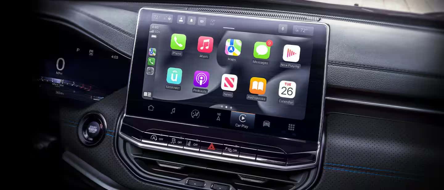 2026 jeep compass view of the interior infotainment system