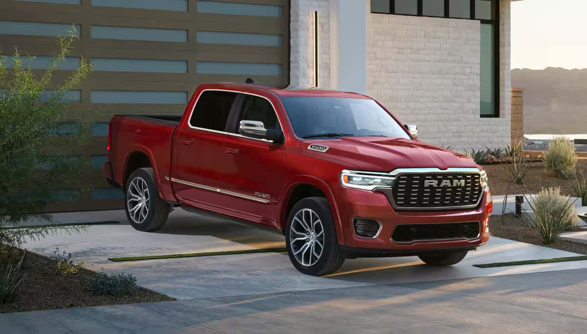 2026 Ram 1500 parked in front of a house
