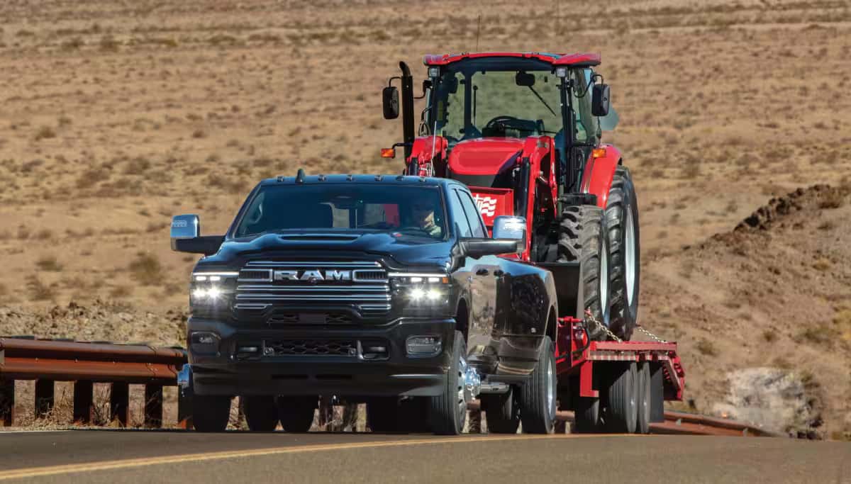 2026 Ram 3500 hauling a tractor