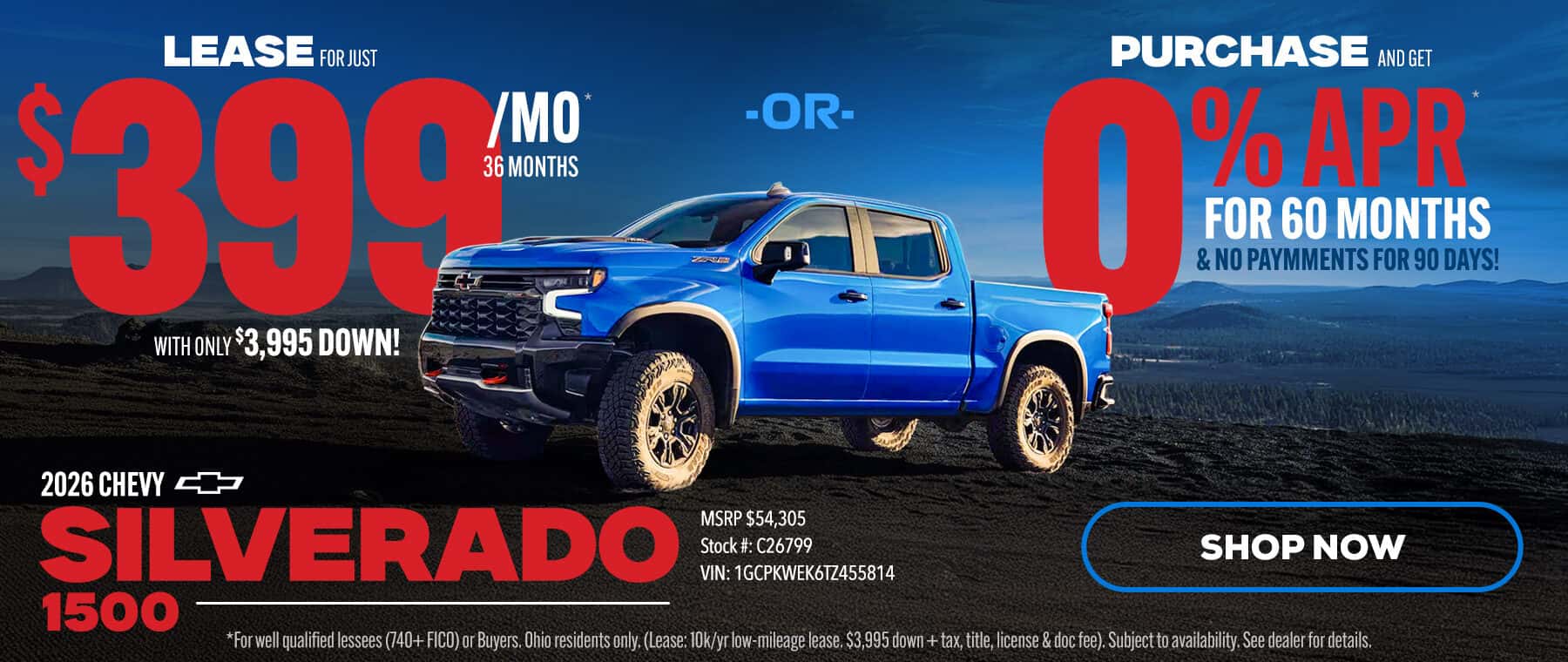Chevy silverado lease 0 percent Sidney ohio