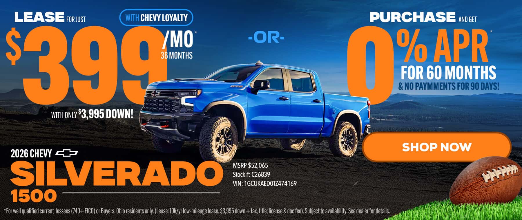 September Chevy Silverado lease in Sidney Ohio
