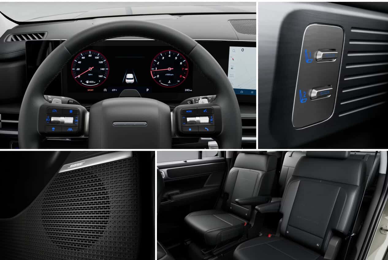 A collage of images of Hyundai Santa Fe Limited interior features