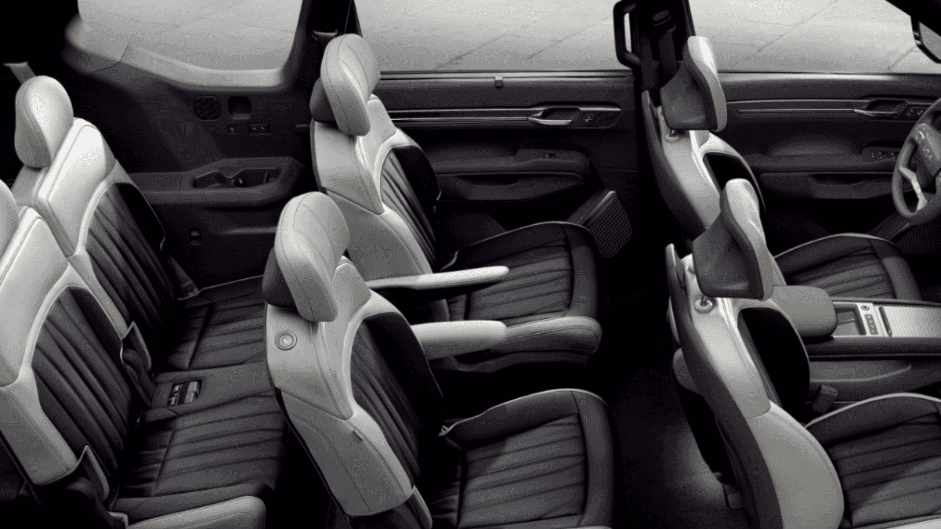 Three-row seating layout inside the 2024 Kia EV9