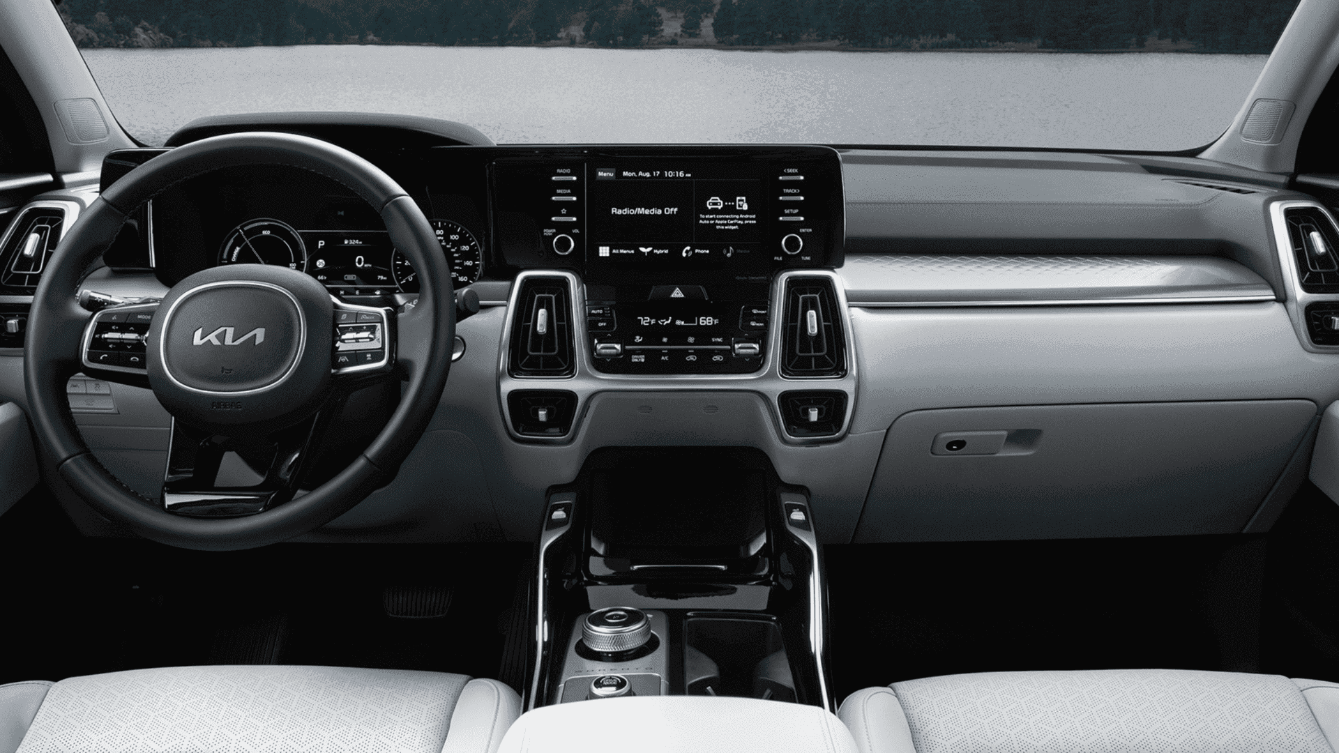 Kia Sorento dashboard featuring digital screens and climate controls