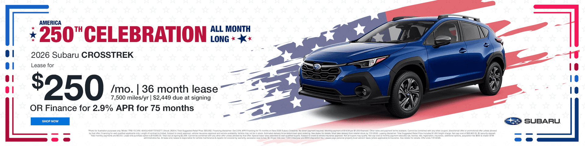 july crosstrek incentive