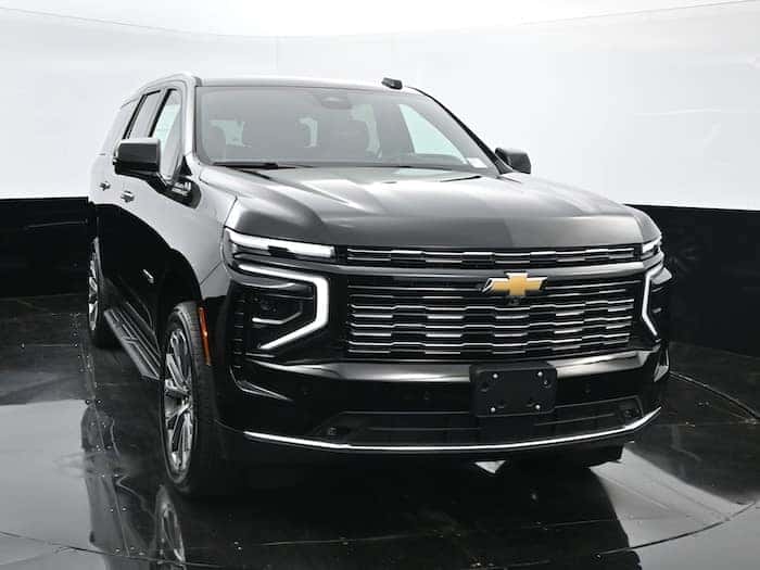 Black SUV on showroom floor