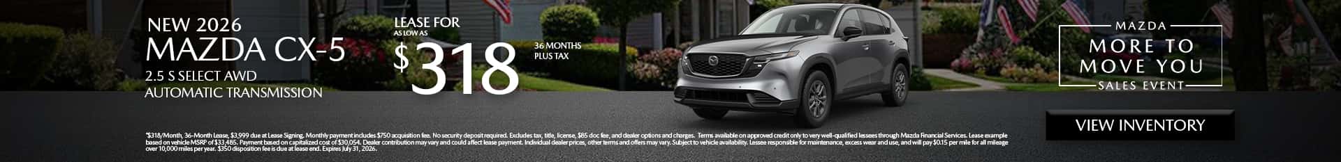 Image saying that there are special lease offers on the Mazda CX-5 at Culver City Mazda
