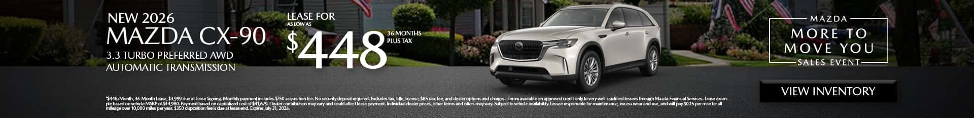 Image saying that there are special lease offers on the Mazda CX-90 at Culver City Mazda