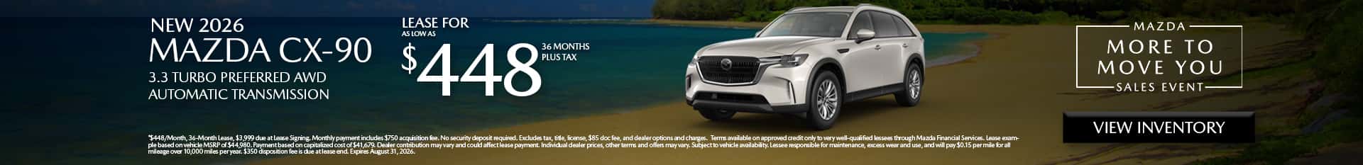 Image saying that there are special lease offers on the Mazda CX-90 at Culver City Mazda