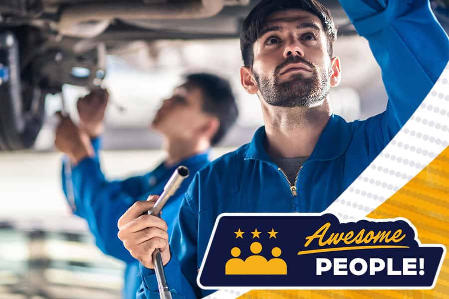 Man working on vehicle