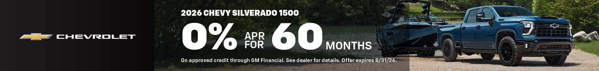 2026 Chevy Silverado 1500 with 0% APR for 60 Months