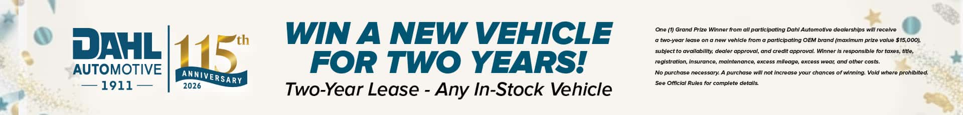 Win A New Vehicle For Two Years