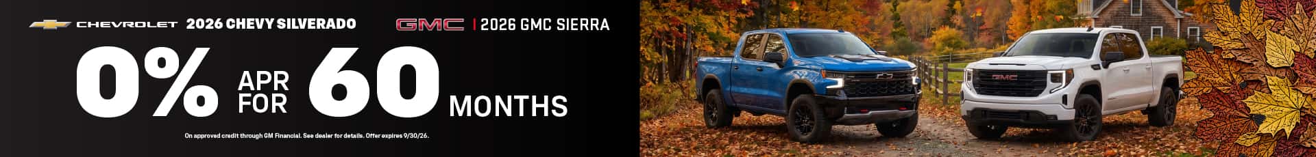 2026 Silverado or Sierra With 0% APR For 60 Months
