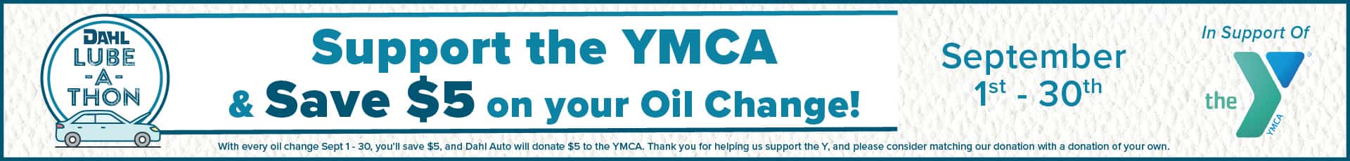 Support the YMCA and Save $5 on your oil change