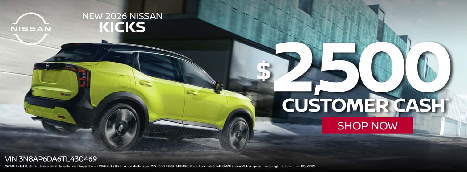 2026 Nissan Kicks $2,500 Customer Cash*