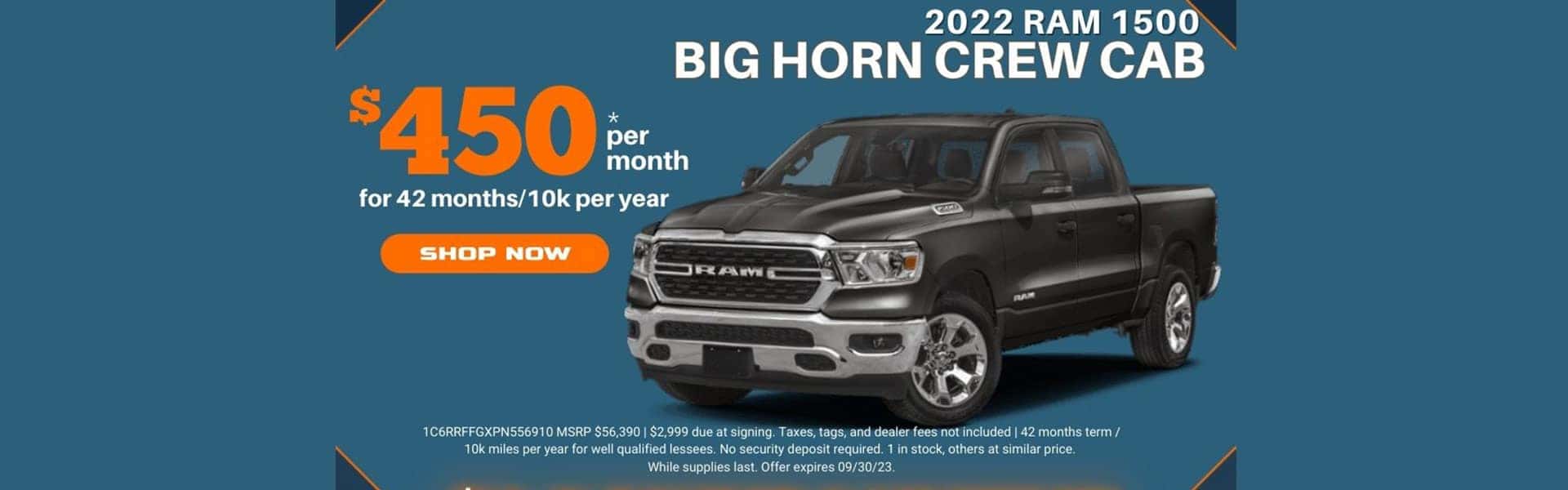 Lease a 2023 RAM 1500 for $450/mo 