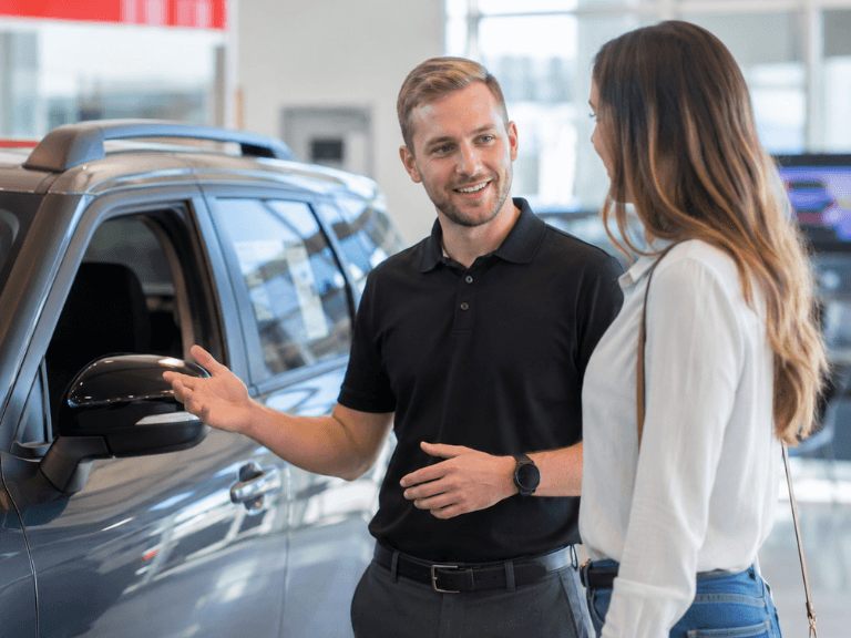 Sales consultant helping customer