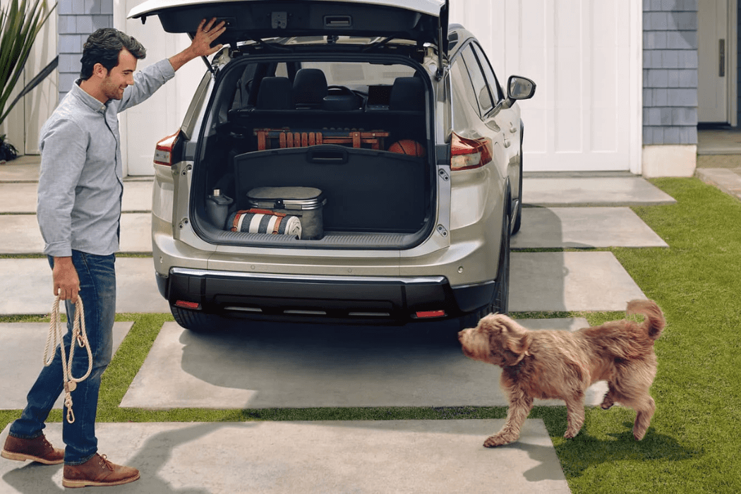 2026 Nissan Rogue cargo area with rear liftgate open