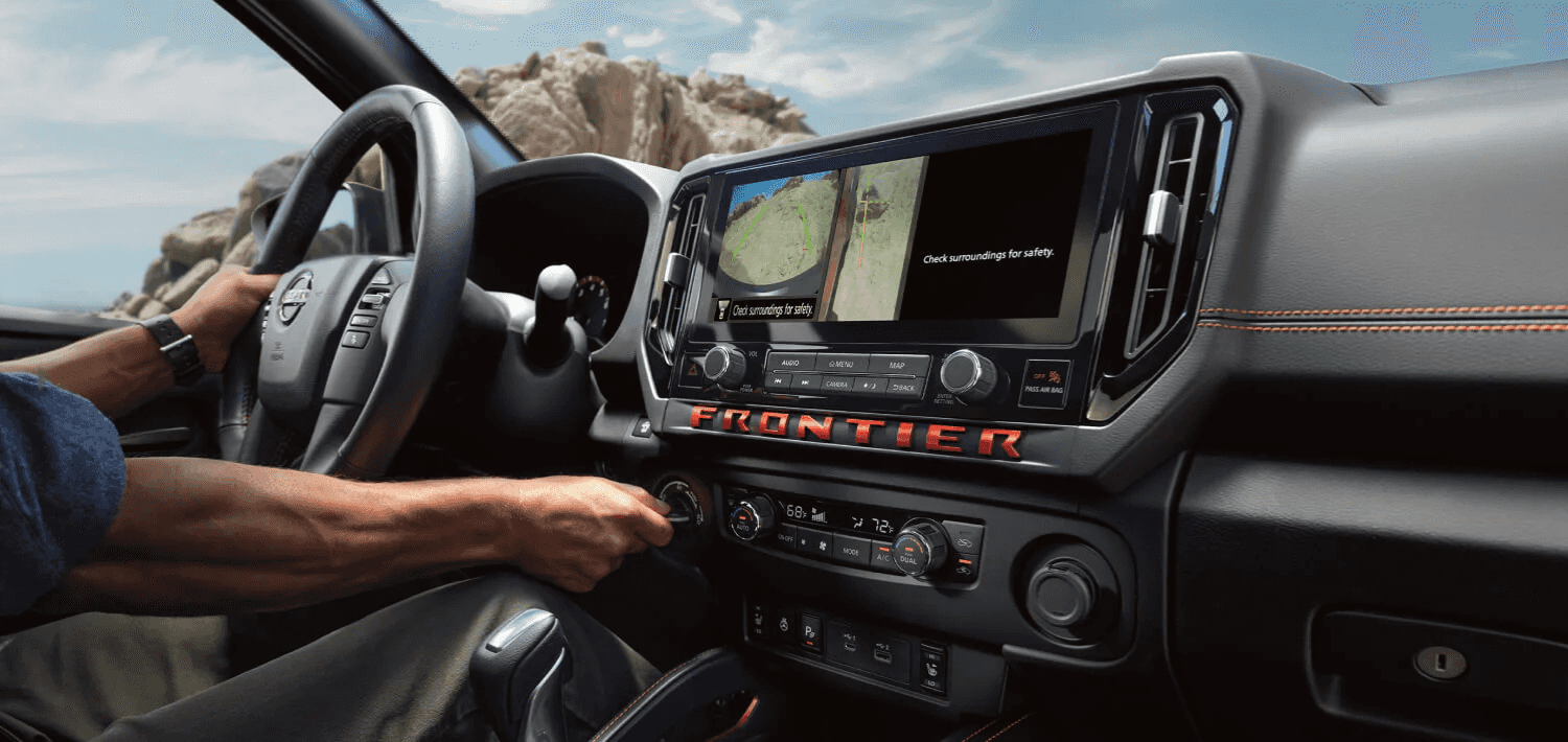 2026 Nissan Frontier Intelligent Around View Monitor with towing hitch guidelines