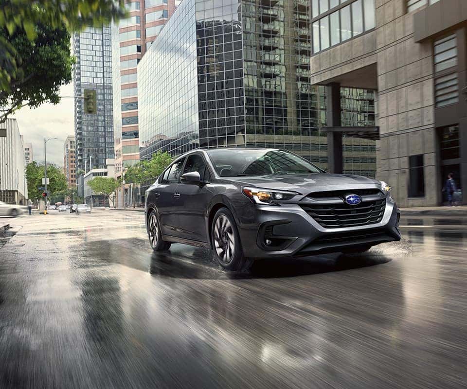 2025 Subaru Legacy at Delaney Subaru in Indiana, PA | Silver Subaru Legacy Driving Through City Streets