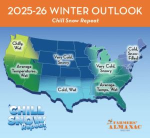 Farmers Almanac 2025-26 Map of the US