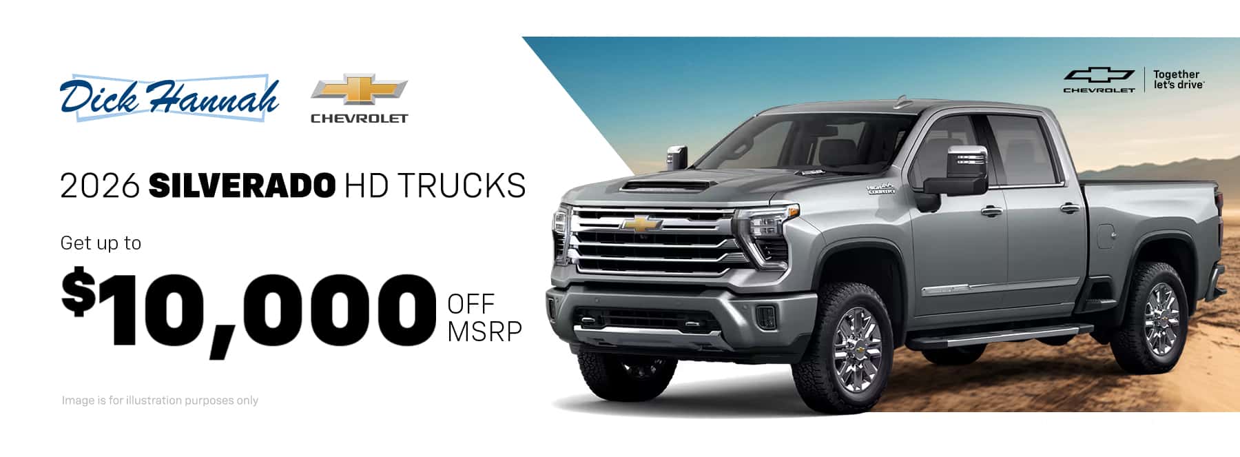 Get up to $10,000 off MSRP on 2026 Silverado HD trucks in stock at Dick Hannah Chevrolet!