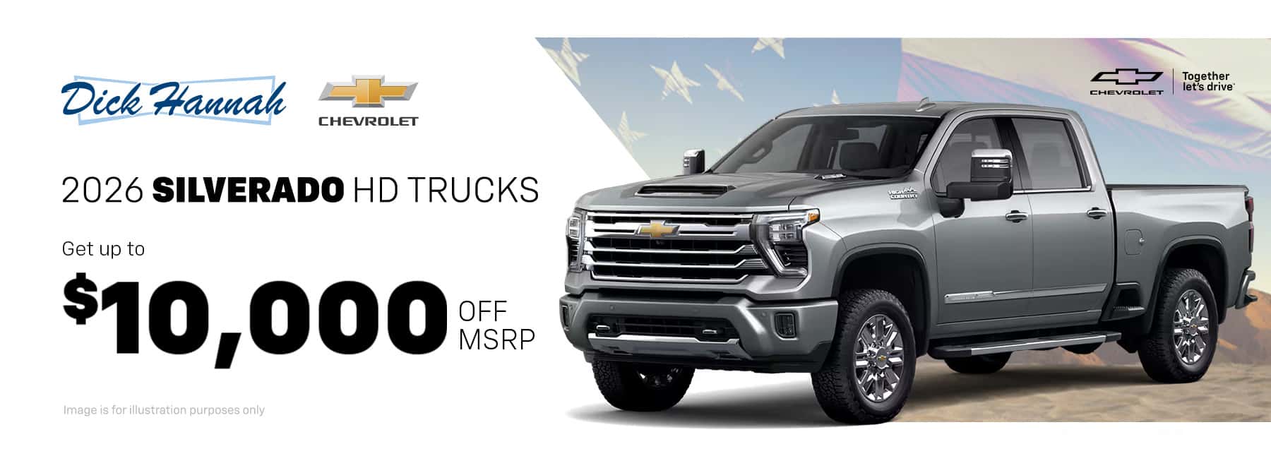 Get up to $10,000 off MSRP on 2026 Silverado HD trucks in stock at Dick Hannah Chevrolet!