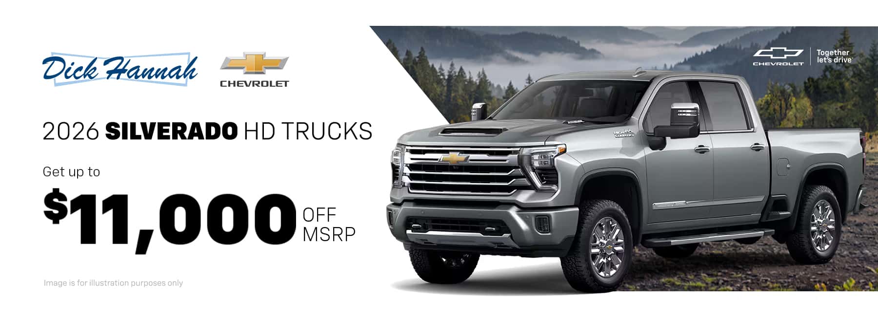 Get up to $11,000 off MSRP on 2026 Silverado HD trucks in stock at Dick Hannah Chevrolet!