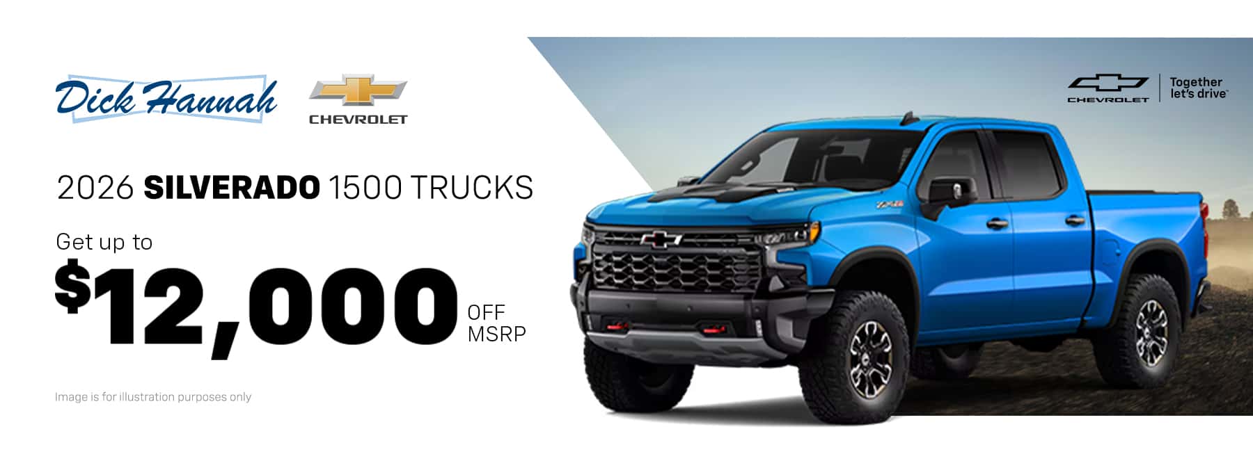 2026 Silverado Light Duty Trucks Get up to $12,000 off MSRP on 2026 Silverado 1500 trucks in stock at Dick Hannah Chevrolet!