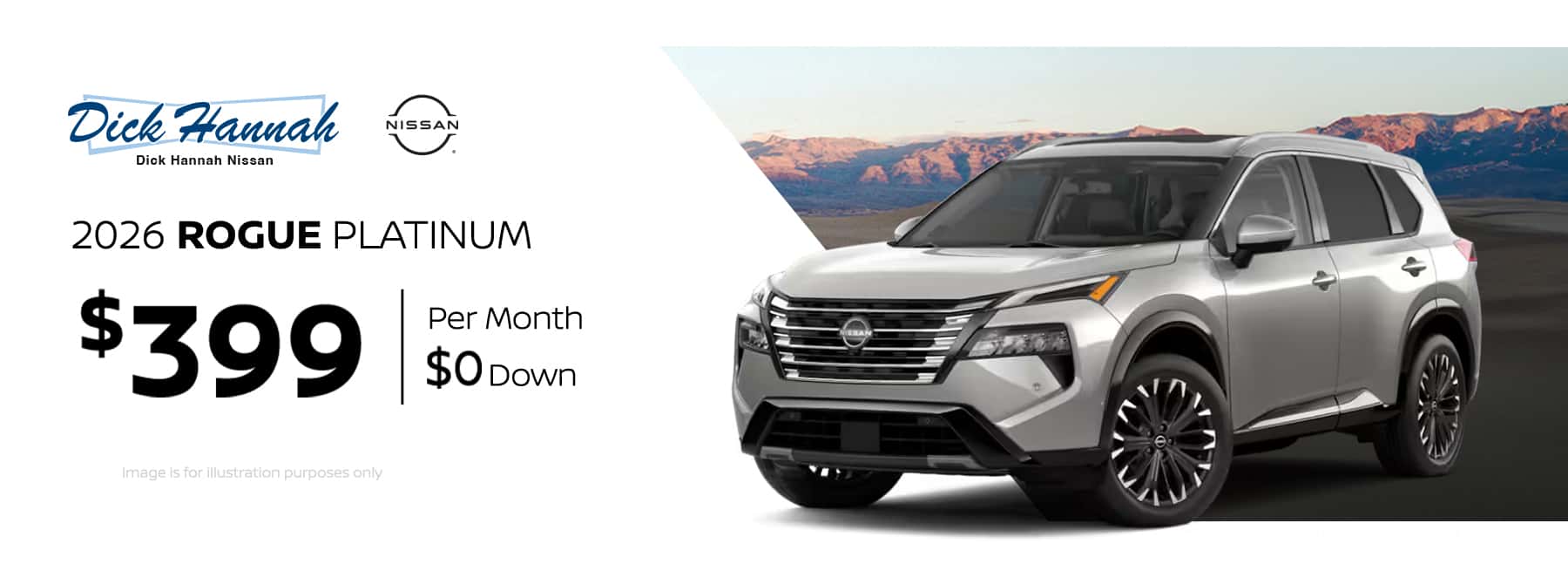 2026 New Nissan Rogue Platinum Lease Offer: $0 down for $399 month for 36 months