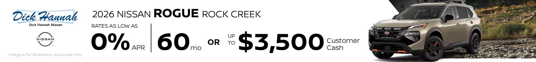 2026 Rogue Rock Creek 0% APR financing for up to 60 months OR up to $3,500 Customer Cash