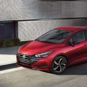 2025 Nissan Versa View of Bold Front End Parked on a City Street