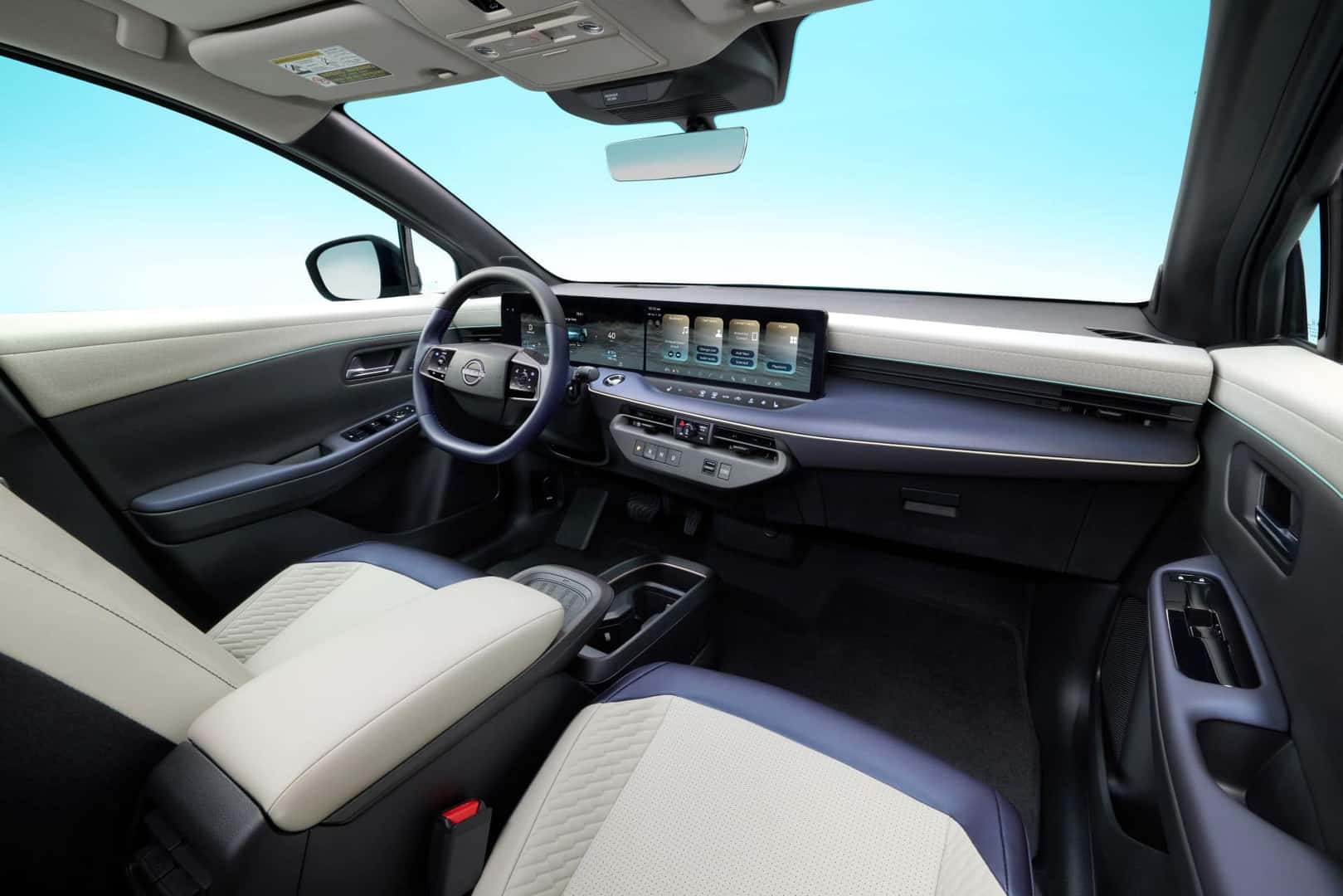 The Technologically Advanced And Fancy Front Interior Of The 2026 Nissan Leaf