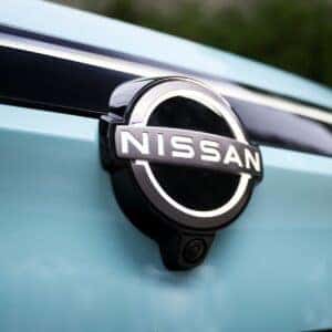Logo Closeup on the 2026 Nissan Leaf