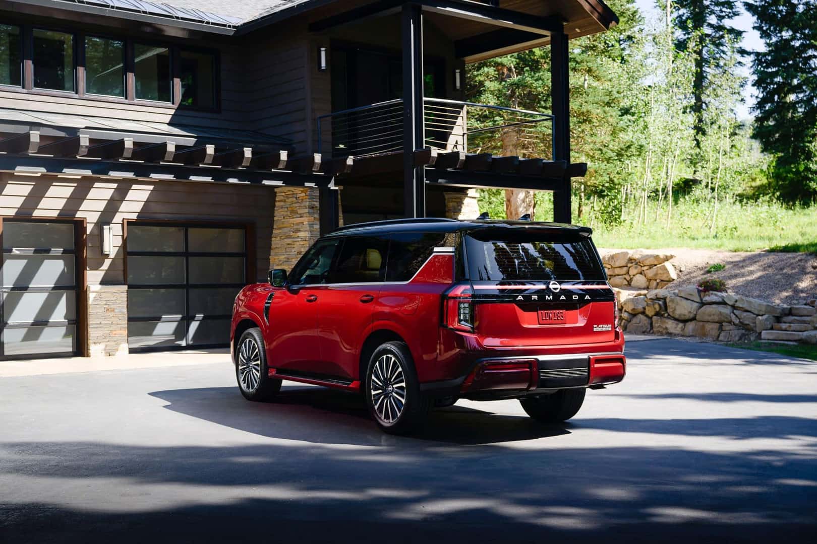 The Delightful Back Exterior Of The Sexy Scarlet 2025 Nissan Armada