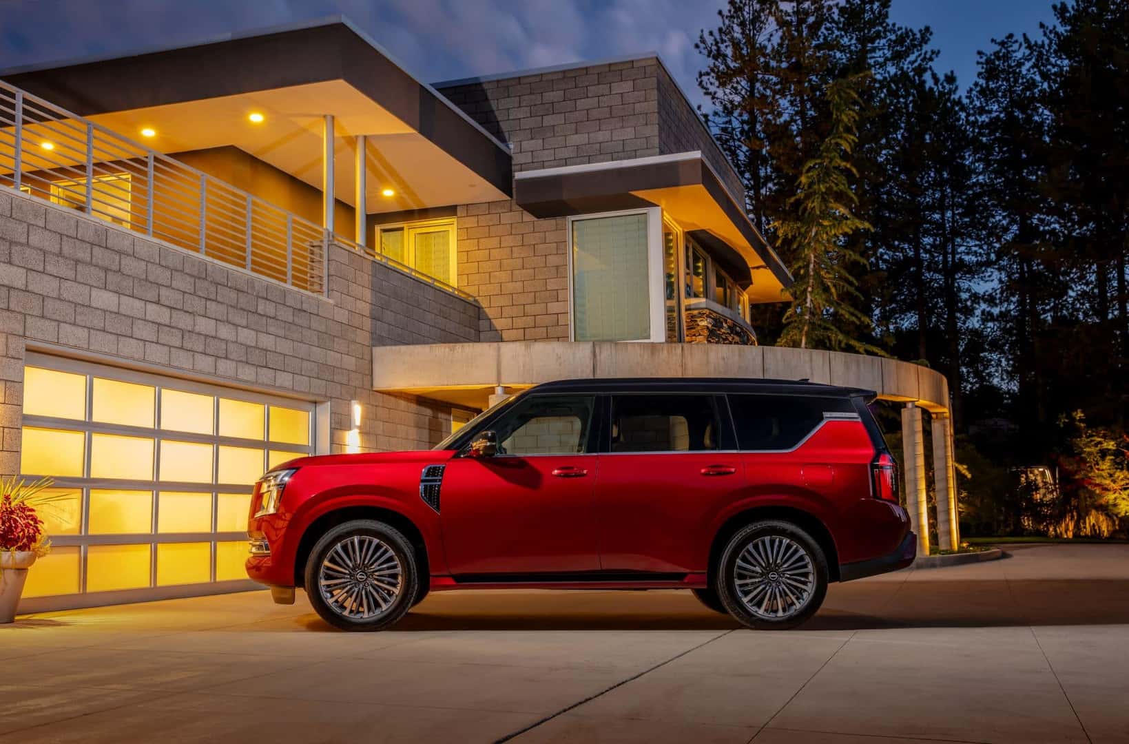 The Sexy Side Profile Of The Scarlet Red Nissan Armada