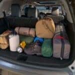 2025 Nissan Pathfinder cargo area with camping gear