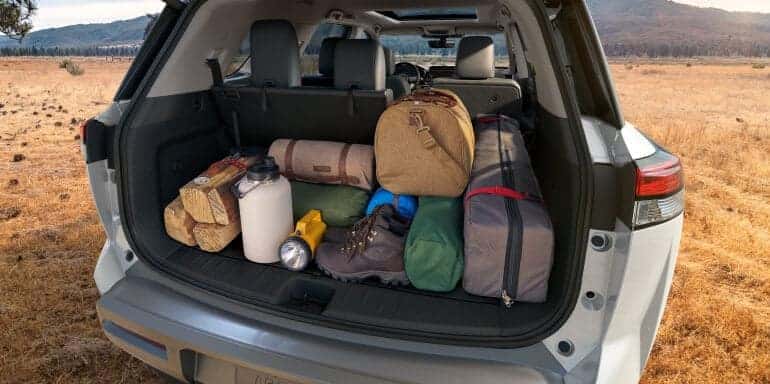 2025 Nissan Pathfinder cargo area with camping gear