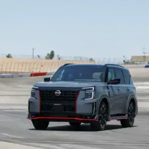2026 Nissan Armada NISMO Front Side View at the Track
