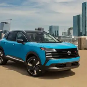 Blue 2026 Nissan Kicks in the City