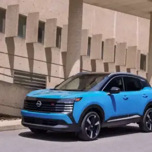 2026 Nissan Kicks Front Side View in Blue